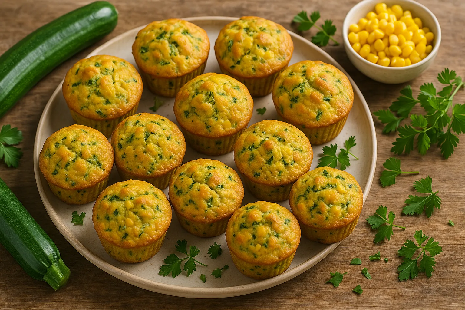 Savoury Courgette and Corn Muffins